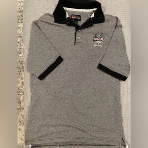 Vintage Nascar Cafe Men's Black and White Houndstooth Polo Size XL